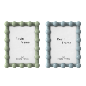 Cadre photo en résine 5x7 à fixer au mur, vertical, léger, design perlé vert et bleu - Product Image 1