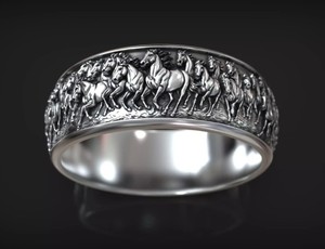 Anillo de Plata de Ley 925 de Lujo con Diseño de Caballo Corriendo, Anillo Ancho con Detalle de Animal Tallado, Joyería de Moda para Hombre y Mujer - Product Image 3