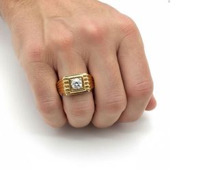 Round Cut Moissanite Luxury Wedding Engagement <b>Ring</b> 925 Sterling <b>Silver</b> Yellow Gold Plated Classic <b>Solitaire</b> Dainty Promise <b>Ring</b> - Product Image 3