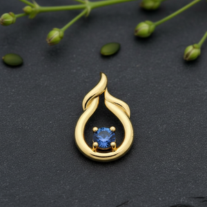 Wholesale Custom <b>14k</b> <b>Gold</b> Glass Filled Sapphire Pendant Necklace VVS1 <b>Manufacturer</b> Elegant Teardrop Jewelry - Product Image 2