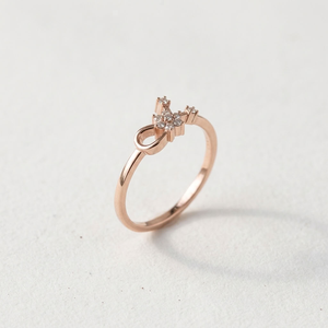 Anillo Abierto Ajustable de Oro Rosa con Diamante Cultivado en Laboratorio, Banda Floral para Novia, Joyería para Aniversario de Bodas y Compromiso - Product Image 1