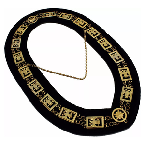 Masonic Collar Regalia 32 Degree <b>Wings</b> Down Scottish Rite Pendant 1400gbk <b>Black</b> Backing High Quality Custom Fabric Chain Collar - Product Image 2