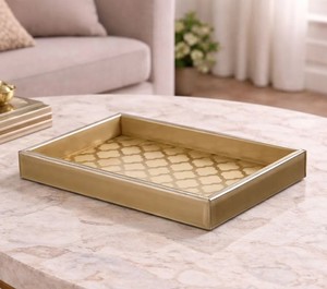 Bandeja Decorativa de Madera Esmaltada - Diseño Rectangular Contemporáneo, Apta para Lavavajillas, Bandeja para Servir en Cocina y Hogar - Product Image 1