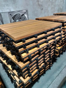 Dalles de terrasse carrées en acacia lisse, étanches, à double verrouillage, 300x300mm, installation par clipsage, pour extérieur, intérieur, maison, jardin, terrasse - Product Image 1