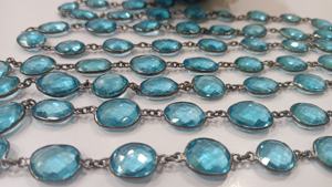 Quartz topaze bleu ciel de forme libre, connecteur à sertir de 12 à 15 mm, chaîne vendue au mètre - Product Image 5