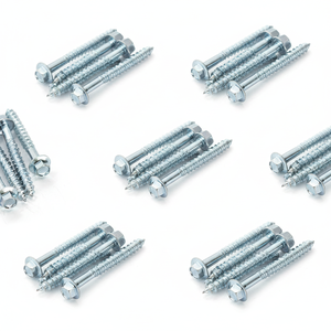 Class 4 Carbon Steel External Hex Head Coarse Wood Thread Metric/Inch PDC <b>Screw</b> with White Zinc Plated Finish - Product Image 1