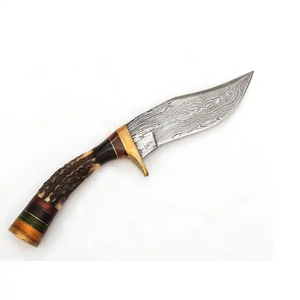 Couteau de chasse artisanal en acier Damas, lame à pointe tombante, manche en bois de cerf, couteau de survie à lame fixe pour l'extérieur, 4 pouces - Product Image 5