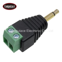 Adaptateur de montage de câble avec connecteur en cuivre noir et vert 26-14AWG, prise téléphonique 3,5 mm mâle 1P 5A 12V