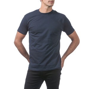 T-shirt en coton bleu marine pour homme, coupe classique, col rond, manches courtes, couleur unie, style jersey décontracté - Product Image 1