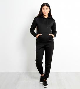 Huili Winter French Terry <b>Zip</b> <b>Hooded</b> Jacket Pants Custom Vintage Acid Wash Two Piece Sweatpants Crop Hoodie Set Women - Product Image 4