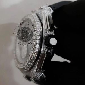Reloj de Diamantes para Hombre, un Regalo Espléndido, con Correa de Plata y Moissanita de 15 mm, Movimiento de Cuarzo ETA, Esfera de Cristal de Zafiro de 28 mm, Analógico - Product Image 3