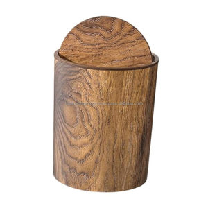 Poubelle en bambou durable écologique avec couvercle roulant Corbeille de rangement rectangulaire Bureau Maison Salle de bain Poubelle avec couvercle par FWE - Product Image 5