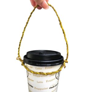 Top sale natural seagrass <b>rope</b> cup handle stand made by jute cup holder cheap price <b>light</b> weigh cup handle single string vintage - Product Image 2
