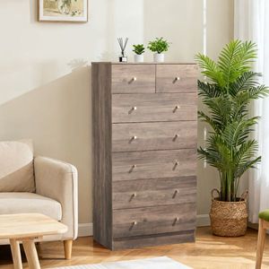 Mobiletto con 5+2 Cassetti e Maniglie Oro Opaco, in Truciolato Grigio e Finitura Melaminica Testurizzata 66*40*131cm, Organizzatori per Armadi - Product Image 6