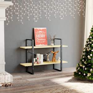 Librería de madera de pino sin tratar y metal negro - Product Image 3