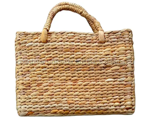 Bolso de paja Rectangular con asa corta