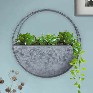Maceta colgante galvanizada para decoración de pared interior, maceta para suculentas, decoración del hogar, soporte de metal rústico para plantas con montaje de cuerda. - Product Image 4