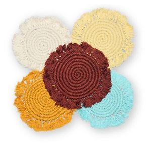 Posavasos de Macramé Estilo Bohemio Multicolor Hechos a Mano con Cordón de Algodón 100% Tejido, Accesorios Elegantes para Tazas de Café, Calidad Premium - Product Image 3