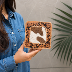 New Design Cowhide Leather Stylish <b>Makeup</b> Cosmetic Storage Box Hand Tooled Hair on Hide Handmade <b>Makeup</b> Box, <b>Vanity</b> Box - Product Image 3