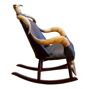 Fauteuil rustique fait main en corne de buffle, revêtement en cuir de vachette, thème animal naturel, mobilier de salon durable NEHA ENTERPRISES - Product Image 5