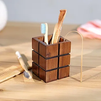 Porte-crayons carré en bois écologique, boîte de rangement, design Art Déco, multifonctionnel, gain de place, vase de table, bureau