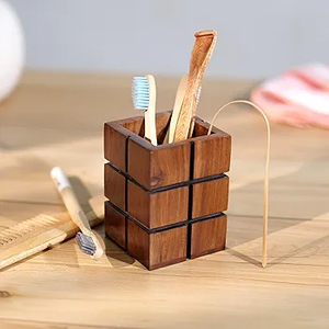 Porte-crayons en bois écologique, boîte de rangement, design Art Déco, multifonctionnel, gain de place, pour bureau, école, fournitures de bureau - Product Image 2