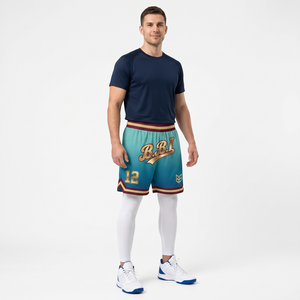 Pantalones cortos de baloncesto azules reales para hombre, al por mayor, de malla transpirable, ropa deportiva retro, pantalones cortos de entrenamiento para gimnasio, pantalones de uniforme sublimados - Product Image 3