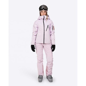 Veste de ski rose à capuche pour femme, imperméable, zippée, manteau de neige extensible dans quatre directions, veste de neige à col haut pour femme - Product Image 2