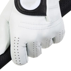 Gants de golf de luxe en cuir Cabretta blanc PROVEN ENTERPRISES pour droitier, fermeture à bouton, sangle de poignet réglable, poignées ergonomiques - Product Image 1