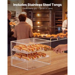 Vitrina Comercial de 3 Niveles para Panadería, Exhibidor de Acrílico Transparente para Pasteles, Pan y Tartas, para Cocina y Fiestas - Product Image 6