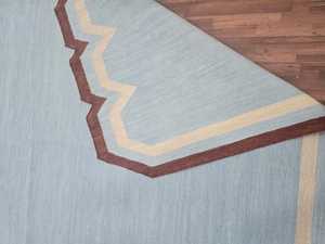 พรมขนสัตว์ Dari 8x10 9x12ดีไซน์หรูหราของจักรพรรดิชุดพรมสีฟ้าโบราณห้องนั่งเล่นพรมสวดมนต์ผ้าฝ้ายสูง - Product Image 5