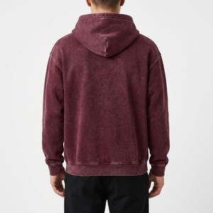เสื้อฮู้ดยูนิเซ็กซ์แบบฟอกสี 100% ผ้าฝ้ายเฟรนช์เทอร์รี่ ย้อมสีพื้น สวมใส่สบาย ทรงหลวม เหมาะสำหรับฤดูหนาว - Product Image 4