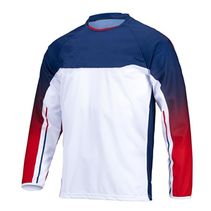 Maillot de football pour homme à col rond et manches longues, rouge et blanc, blocs de couleur, en polyester anti-humidité, coupe classique, pour toutes les saisons - Product Image 1