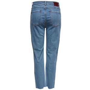 Últimos Jeans de Mezclilla Lavada Azul Claro Cómodos y Elegantes para Mujer en Oferta, Jeans Rectos Casuales de Noche para Mujer, Servicio OEM - Product Image 4