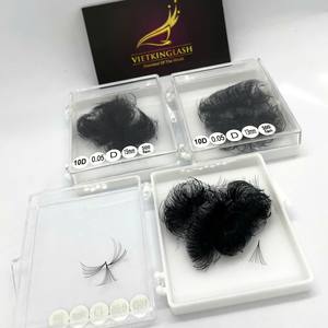 Extensions de cils synthétiques faites à la main de haute qualité, volume 10D-20D, base fine noire mate, service OEM - Product Image 1