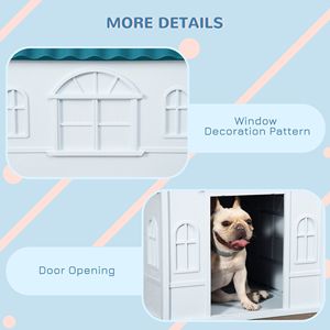 Cuccia per Cani in Plastica Blu Facile da Montare, Resistente all'Acqua, per Interni/Esterni, con Porta, per Cani di Taglia Media e Piccola - Product Image 6