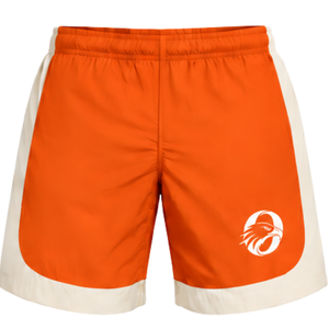 Mens Orange Neutral Colorblock Nylon <b>Hoodie</b> Shorts Set Quarter Zip Lightweight <b>Running</b> Fitness Training Casual Sports Outfit - Product Image 5