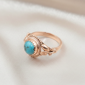 Handmade Blue Copper Turquoise Gemstone 925 Silver <b>Ring</b> Boho Vintage Women <b>Statement</b> Jewelry Yellow Gold Plated Gift <b>Ring</b> Women - Product Image 3