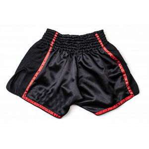 กางเกงชกมวย MMA สำหรับผู้ชาย แบบสั่งทำ สีดำล้วน แถบแดง ผ้าซาติน เอวยางยืด ระบายอากาศได้ดี สวมใส่สบาย ผลิตจากโพลีเอสเตอร์ 100% น้ำหนัก 220 กรัม สำหรับผู้ใหญ่ - Product Image 2