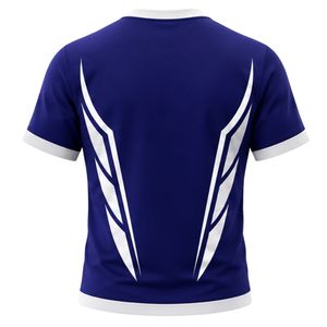 Maillot de rugby bleu marine et blanc pour homme – Uniforme de sport d'équipe, chemise athlétique à manches courtes, légère et respirante pour l'entraînement et les matchs - Product Image 2