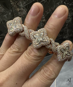 Rose Gold Plated 925 Silver Moissanite Cuban Link Flower Claw <b>Set</b> Hip Hop <b>Bangle</b> Bracelet for Anniversary Gift - Product Image 2