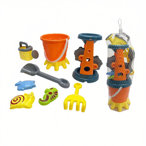 Set di 7 giocattoli da spiaggia con secchiello, paletta, stampo e strumenti per giocare con la sabbia per bambini, divertimento all'aperto - Product Image 2
