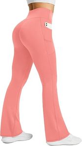 Women's Pocket <b>Flare</b> <b>Leggings</b> High Waisted Bootcut Yoga Pants for Workout and Training - Product Image 3