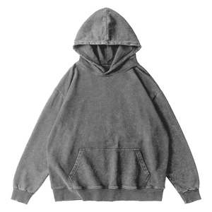 Sweat-shirt à capuche vintage oversize en molleton français épais avec logo personnalisé, effet délavé à l'acide et au sel, 100 % coton - Product Image 5
