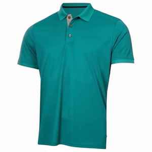 Camisa Polo Oxford de Manga Corta para Hombre, Color Sólido, Corte Regular, Estilo Casual, Tejido de Tela, Verde Azulado - Product Image 1