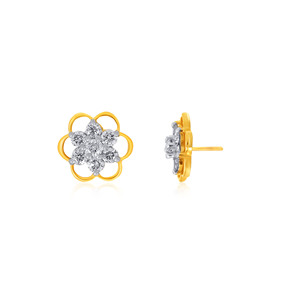 Boucles d'oreilles Eternal Bloom en diamant, luxueuses, motif floral, diamant blanc de laboratoire, finition or jaune, bijoux fins pour mariée - Product Image 4
