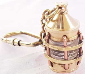 Polished Brass Lantern Keychain Nautical Lamp Keyring <b>Key</b> <b>Tag</b> Gift - Product Image 3