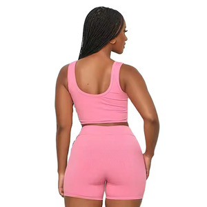 Ensemble 2 pièces personnalisé pour femme : Sweat-shirt brodé, T-shirts d'été, Shorts, Vêtements de détente, Tenue de sport en modal - Product Image 2