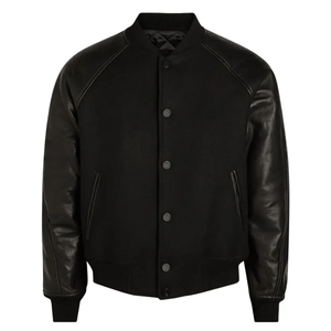 Chaqueta Varsity Personalizada para Hombre con Colores y Logotipo Personalizados, Logotipo Frontal, Forro de Lana y Felpa, Temporada de Otoño - Product Image 1