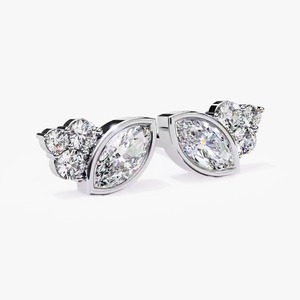Marquise Cut Diamond Moissanite Hoop <b>Earrings</b> Stylish Modern Design Fine Jewelry for Women's Everyday Wear Available For Sale - Product Image 5